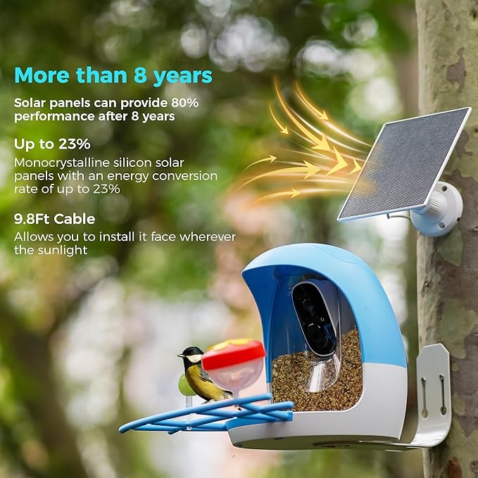 Vicohome 5V Solar Panels for Security Cameras for Bird Feeder 23% Energy Conversion Rate9.8Ft Cable USB C &amp Micro-USB Compatible Weather Resistant 360° Adjustable Bracket for Tapo Eufy Aosu .