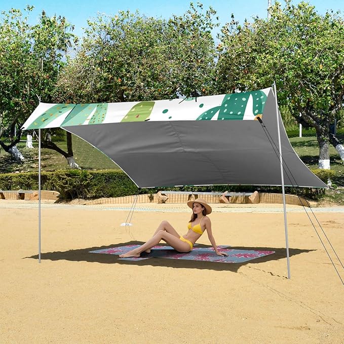 ALAZA Cactus Dot Beach Tent Sun Shelter Portable Canopy Sunshade for Outdoor Camping Picnics Backyard Fun 10x9 ft