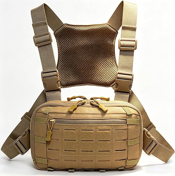 Tactical Chest Pack EDC Chest Bag Utility Molle Chest Rig Pouch with CCW Compartment Adjustable Strap Admin Pouch