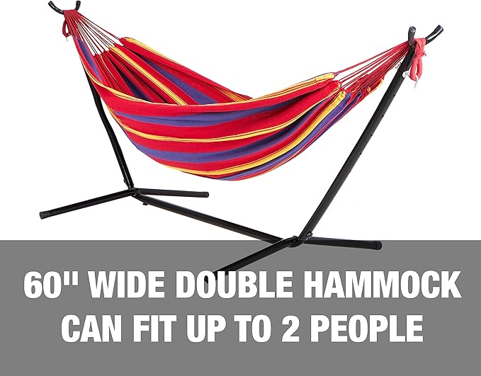 Bliss Hammocks 60 Wide Hammock &amp Built-in Stand w/Carrying Case &amp Hanging Hardware Indoor Outdoor Poolside Patio Backyard Heavy Duty Strong &amp Durable 400 Lbs Capacity