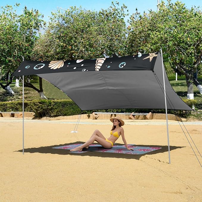 ALAZA Cute Unicorn Mermaid Beach Tent Sun Shelter Portable Canopy Sunshade for Outdoor Camping Picnics Backyard Fun 10x9 ft