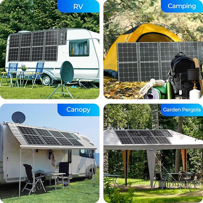Renogy 400W Portable Solar Panel Foldable Monocrystalline Solar Blanket Huge Power Solar Panel Sunpower Solar Cells 23.7% High Efficiency for Power Station Outdoor Camping RV Solar Generator