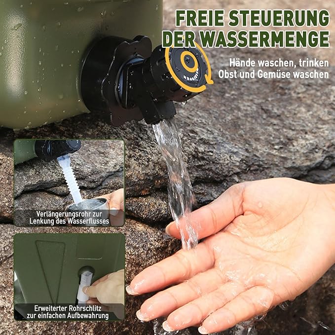 3.2 Gallon Water Jug12L Portable Water Container with Spigot Cleaning Brush Detachable Hose &amp Extra Lid Dual Handles Design BPA-Free Camping Hydration Canteen Outdoor Tank Storage PE - Green