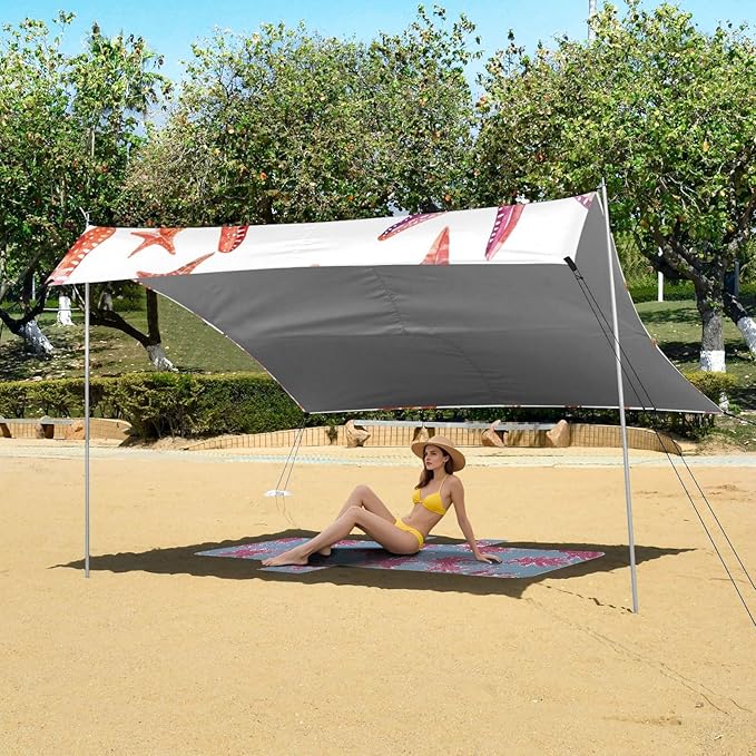 ALAZA Starfish Seamless on White Beach Tent Sun Shelter Portable Canopy Sunshade for Outdoor Camping Picnics Backyard Fun 10x9 ft