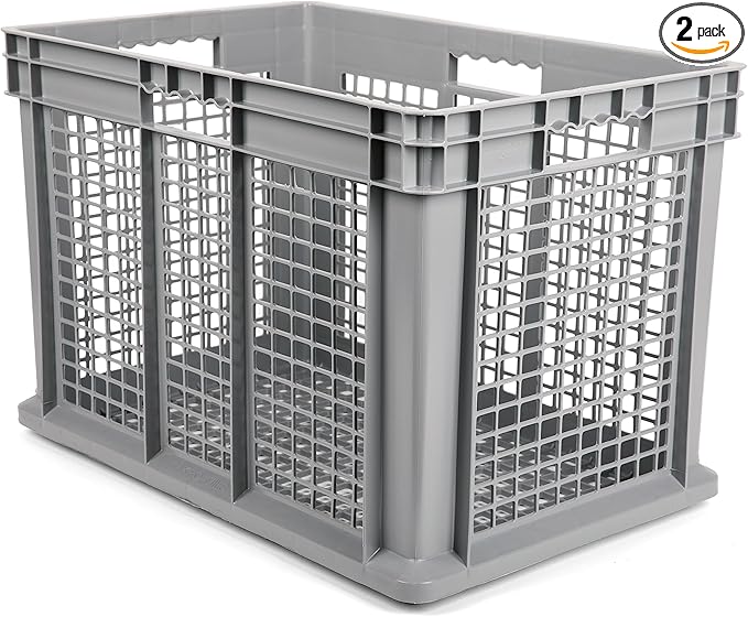 Hudson Exchange 24 x 16 x 16 (2 Pack) Mesh Straight Wall Handled Storage Container Tote Gray