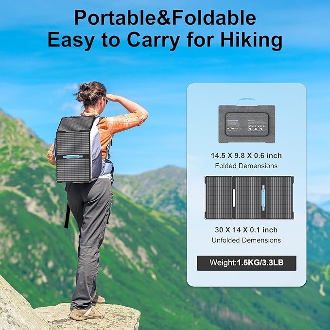 45W Portable Solar Panels Chargers with USB-C USB-A and DC Outputs Foldable IP67 Waterproof Solar Panel for CampingPower Emergency for Small Power StationPhones Power Banks