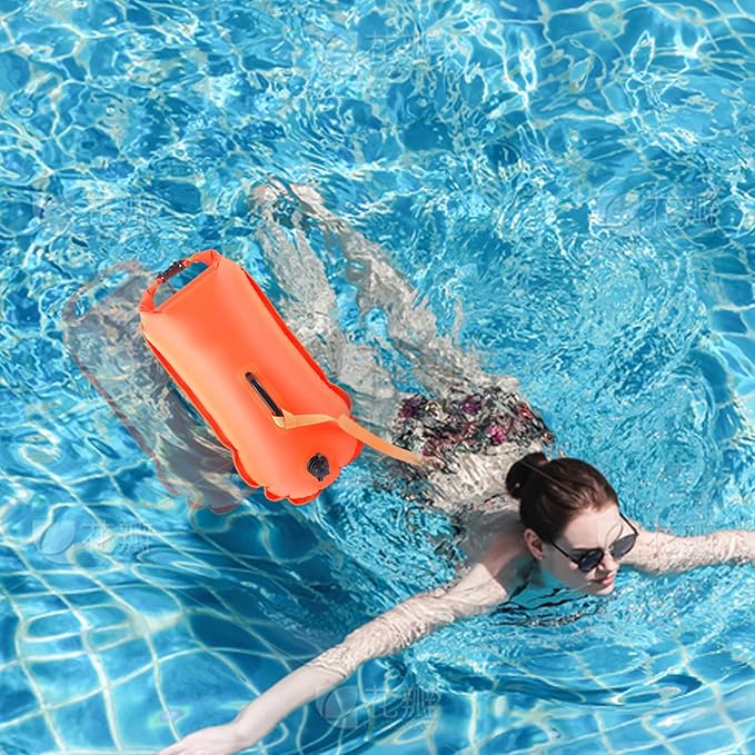 Swimming Buoy Portable Swim Buoy 50L with Adjustable Belt Waterproof Nylon Dry Bag High Visibility for Safety Open Water