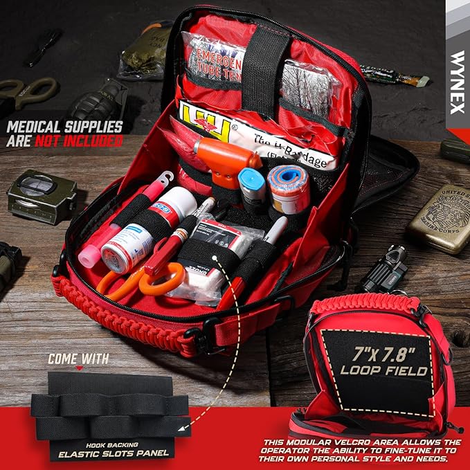WYNEX Tactical Molle Admin Pouch Utility EDC Pouch Organizer Modular Tool Pouch of Double Layer Design Medical EMT Attachment Bag Large Capacity with Elastic Webbing Insert Panel
