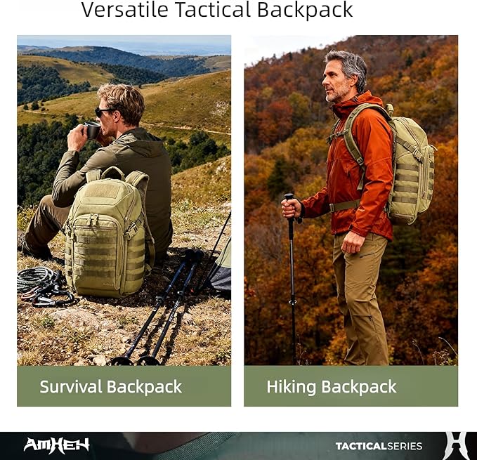 AMHEH 32L Tactical Backpack - 17 Laptop Suspended Protection 1050D Rugged Urban Everyday Carry Pack Get Home Bug Out Bag (Tan)
