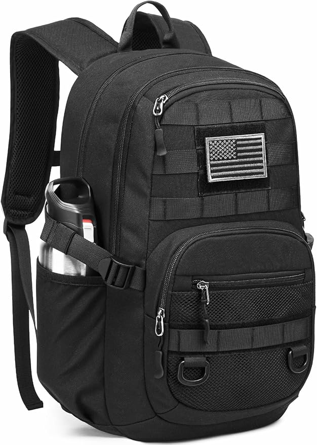 25L Military Tactical Backpack - Molle Army 3 Days Assault Pack Out Bag Hiking Rucksack Black