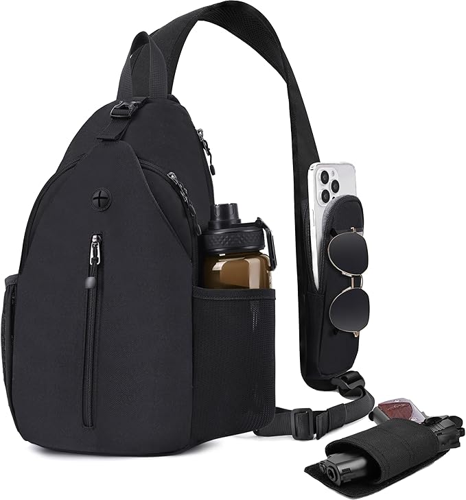Concealed Carry Bag for Men YKK Zippers Large Crossbody Sling Backpack edc Bag with Gun Holsters Travel Hiking Chest Pack Daypack