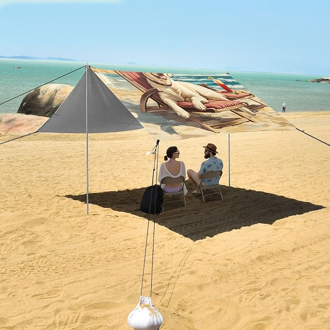 ALAZA Labrador on Vacation Umbrella Beach Tent Sun Shelter Portable Canopy Sunshade for Outdoor Camping Picnics Backyard Fun 10x9 ft