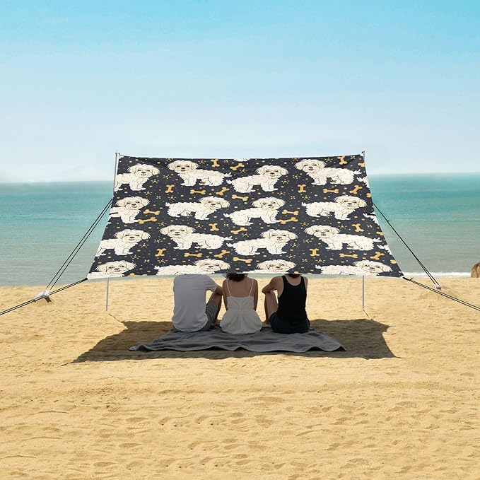 ALAZA West Highland White Terrier Dog Beach Tent Sun Shelter UPF50+ Protection Beach Shade Canopy w/ 4 Sandbags for Outdoor Camping Fishing Backyard Fun Picnic 10x9 ft
