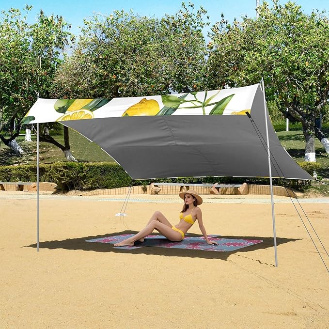 ALAZA Watercolor Lemons Seamless Pattern Beach Tent Sun Shelter Portable Canopy Sunshade for Outdoor Camping Picnics Backyard Fun 10x9 ft