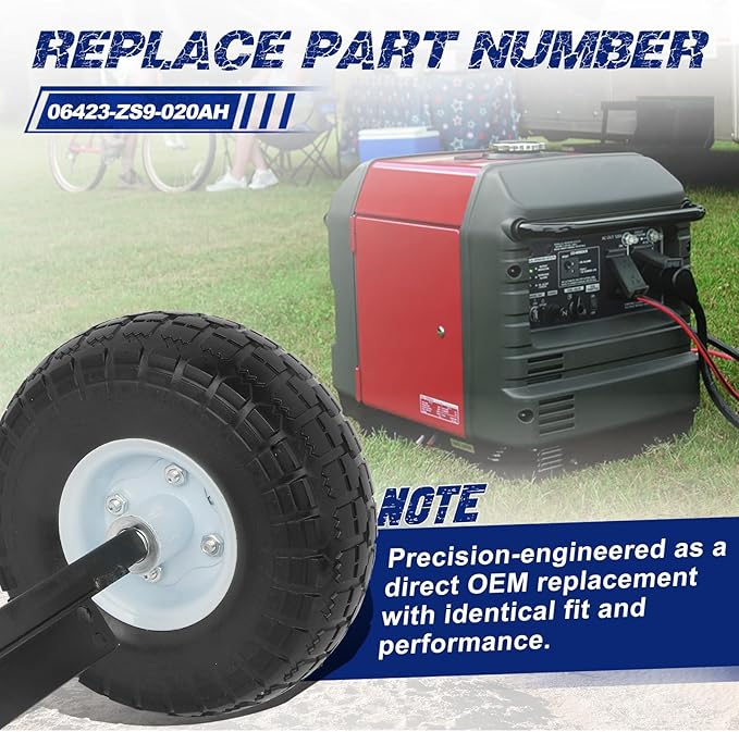 White All Terrain Wheel Kit Fit for Honda Generator EU3000is Solid Tires OE 06423-ZS9-020AH 06423ZS9020AH