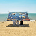 ALAZA Marine Dolphins Fish Seahorse Turtles Beach Tent Sun Shelter Portable Canopy Sunshade for Outdoor Camping Picnics Backyard Fun 10x9 ft