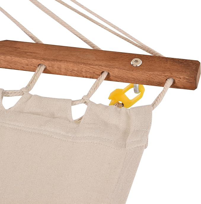 Outdoor Hammock with Stand Accessories Heavy Duty Wooden e Extra Large Sun Shade Canopy Indoor Outside Boho Style Nap Bed Natural Cotton White