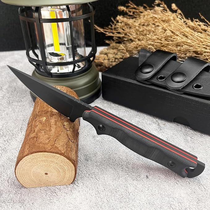 HUAAO EDC Fixed Blade Knife 8Cr13Mov Steel Blade G10 Handle Full Tang Tool Knife for Outdoor Working Camping Hiking