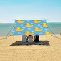 ALAZA Yellow Duck Blue Beach Tent Sun Shelter UPF50+ Protection Beach Shade Canopy w/ 4 Sandbags for Outdoor Camping Fishing Backyard Fun Picnic 10x9 ft