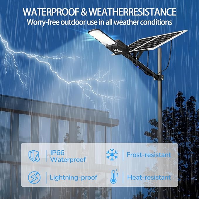 10800w Solar Street Lights Outdoor Waterproof Black 650000LM Super Bright LED Beads Commercial Solar Flood Lights with Remote Control for Patio Street Court and Parkling Lot