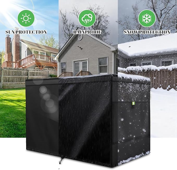 Generator Cover Fits for Generac 7043 22 kw Home Standby Generator Covers 600D Oxford Waterproof Dust-proof and UV-Resistant Cover with Fluorescent Green Buckle