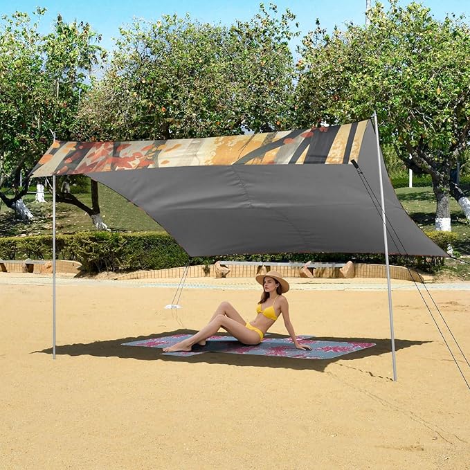 ALAZA Fox Autumn Forest Beach Tent Sun Shelter Portable Canopy Sunshade for Outdoor Camping Picnics Backyard Fun 10x9 ft