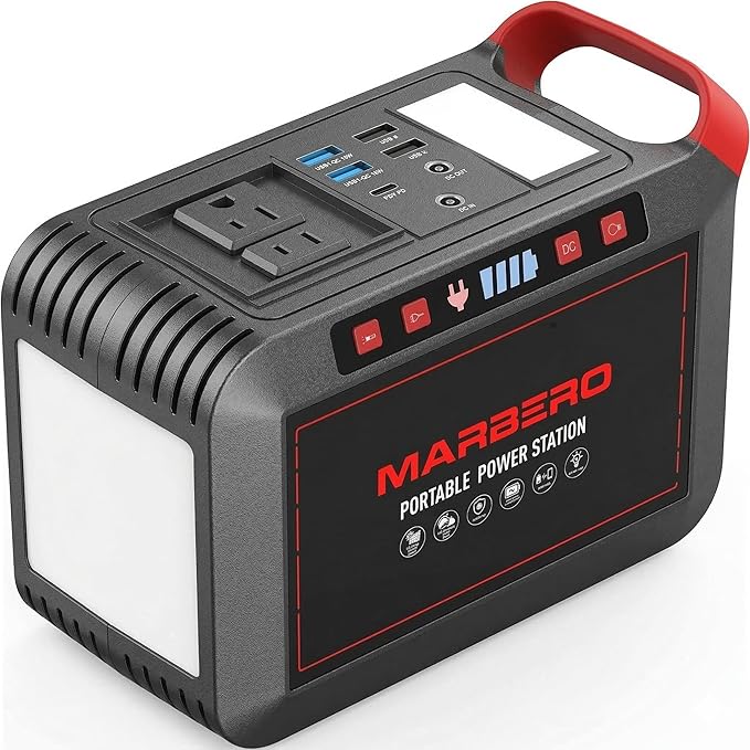 Portable Power Station 300W MARBERO 237Wh Camping Solar Generator Backup Lithium Battery with Pure Sine Wave 110V AC Outlet USB C USB A DC for Outdoors Camping CPAP Home Blackout Emergency