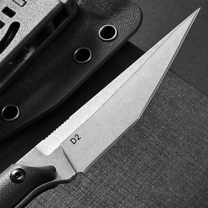 Gtkii GTK140 Fixed Blade Knife D2 Steel Blade G10 Handle EDC Tool Knife for Outdoor Camping Hiking Hunting(silver)