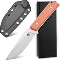 FF104 Fixed Blade Knife 14C28N Steel Blade Micarta Handle Full Tang Knife for Outdoor Camping Hunting Fishing Working(Brown)