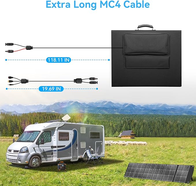 Ecosonique 300W Portable Solar Panel for Most Power Stations Foldable &amp Lightweight Solar Suitcase with Kickstands 40V MC4 &amp Multi-Output for Solar Generators RVs Camping and Outdoor Use