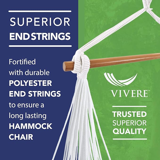 Vivere Cotton Hammock Chair with Hardwood Spreader Bar - 250 lb Capacity (Orange Punch)