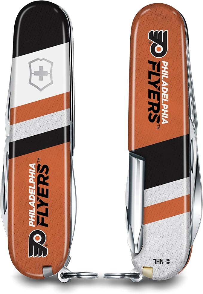 Victorinox Tinker Swiss Army Knife – Compact 12 Function Swiss Made Pocket Knife with Large Blade Small Blade and Bottle Opener – Philadelphia Flyers
