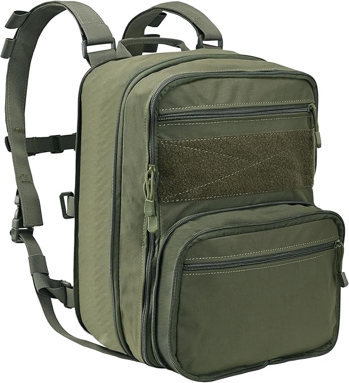 Tactical Expandable Flatpack Chest Rig Backpack MOLLE Assault Pack Hydration Pack for PC Vest (Ranger Green)
