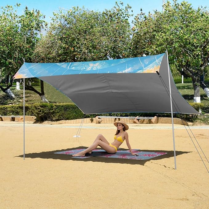 Aliceblue Tie-dye Background Rainbow Colors Beach Cabana UPF50+ Lightweight Large Portable Sun Shelter with Carrying Bag for Camping Picnics Backyard &amp Fishing