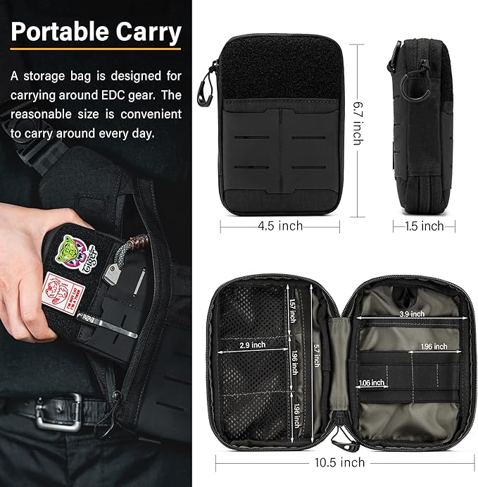 TACTICAL GEEK Block E2.0 EDC Compact Waist Pocket Pouch Multi-Purpose Molle EDC Pouch Gadget Organizer Multi-Purpose Molle Tool Pouch for Multitools Nylon Daily Utility Tool Organizer Bag Black