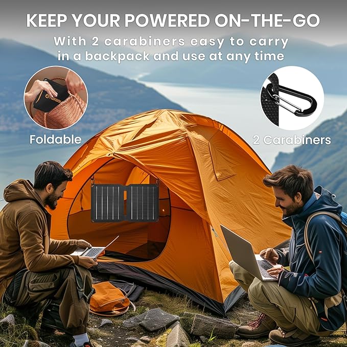 10W Solar Panels Portable (5V 2A Max)Foldable Solar Charger with USB-A Port for Cell PhoneIpadPower Bank Ip67 Waterproof Monocrystalline Silicon Solar Panels for Camping Outdoor Backpacking