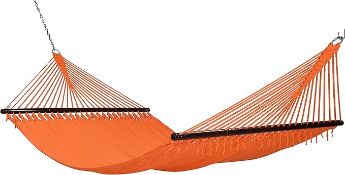 Jumbo Caribbean Hammock and Metal Tribeam Stand (Orange)
