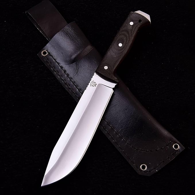 Bushcraft Knife with Sheath11.5 inch Fixed-Blade Handmade Outdoor Full Tang Knives Camping Knives Hunting Knives Survival Tactical Camp Knives Made of D2 Steel (Green)