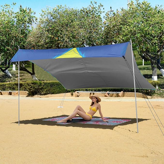Angry Teen Girls Beach Tent UPF50 Water-Resistant Large Portable Sun Shelter with Sandbags and Shovel for Backyard and Camping