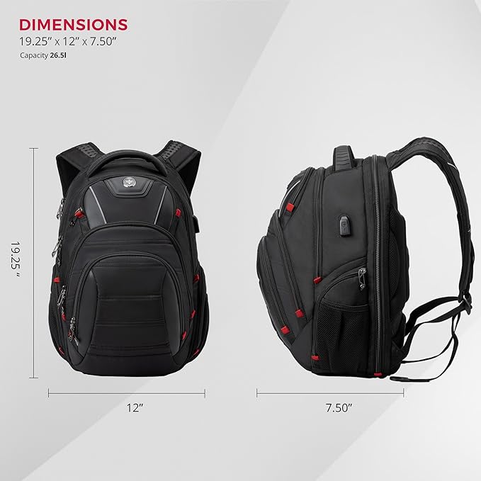Swissdigital Design Travel Backpack for men with Apple Find My TSA Friendly USB Charging RFID Protection Business Backpack Fits 15.6 Laptops Black | J149508F-BR