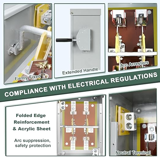 200 Amp Manual Transfer Switch 2/3 Pole 120/240V Transfer Switch for Home Generator 48000W General-Duty Double-Throw Safety Switches NEMA 3R Standards for Outdoor and Indoor