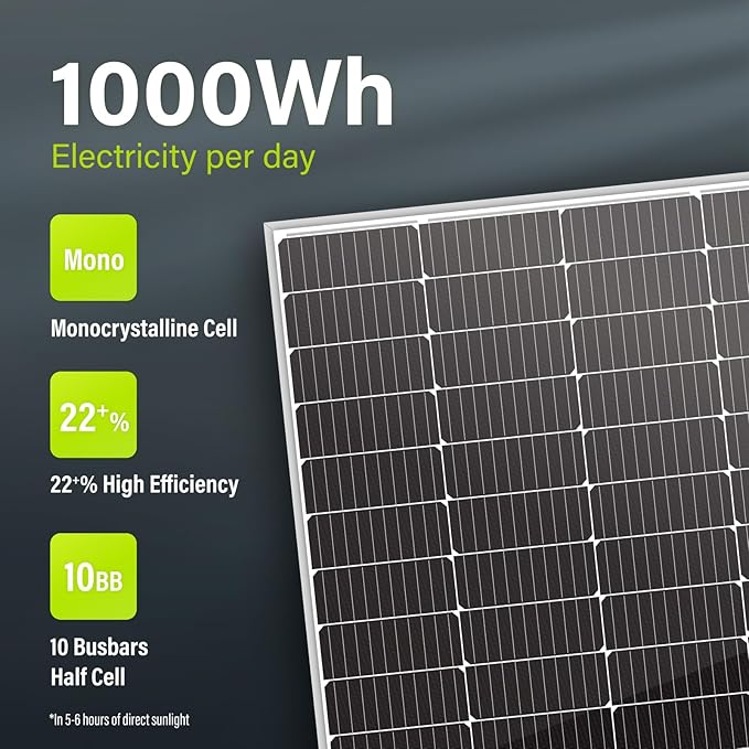 Newpowa 10BB 200W 24V Monocrystalline 200 Watt 24Volt Solar Panel Designed for 24V Charge System Off Grid High Efficiency Mono Module RV Marine Boat Off Grid (200W New)