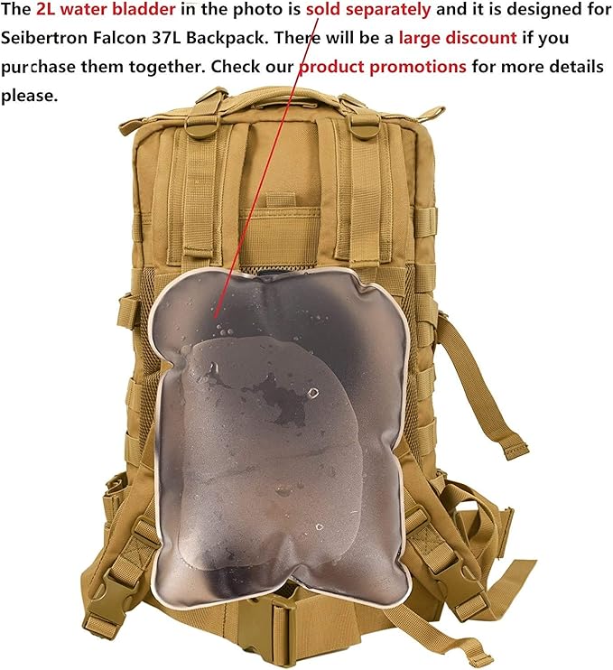 Seibertron Falcon Water Repellent Hiking Camping Backpack Compact Pack Summit Bag Khaki 37L