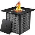 Werph 28 in Propane Fire Pit Table ETL-Certified Fire Table with Lava Rocks for Patio Deck Garden Courtyard 50000 BTU Square Fire Pit Table with Lid Black