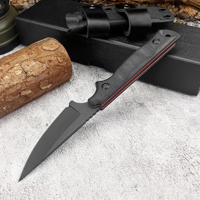 HUAAO EDC Fixed Blade Knife 8Cr13Mov Steel Blade G10 Handle Full Tang Tool Knife for Outdoor Working Camping Hiking
