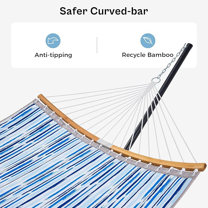 SUPERJARE Hammock with Stand 2 Person Heavy Duty Hammock Frame Detachable Pillow &amp Strong Curved-Bar &amp Portable Carrying Bag Perfect for Outdoor &amp Indoor - Graffiti Blue