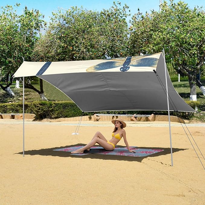 ALAZA Beautiful Dragonflies Beach Tent Sun Shelter Portable Canopy Sunshade for Outdoor Camping Picnics Backyard Fun 10x9 ft