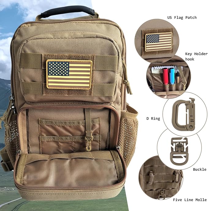 Tactical Shoulder Sling Bag Small Chest Pack 13L Backpack for Men Outdoor Sports Coyote