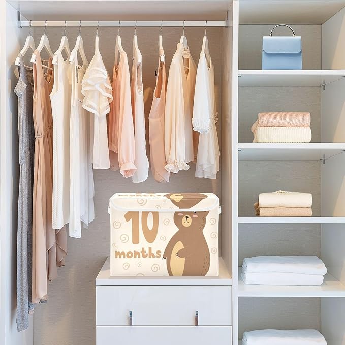 10_months Storage Bins with Lid Foldable Closet Organizers Garage Storage Bins for Home Studyroom Office Basket