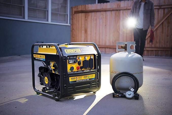 Champion Power Equipment 4500-Watt Electric Start Dual Fuel RV Ready Portable Open Frame Inverter Generator with Quiet Technology and CO Shield®